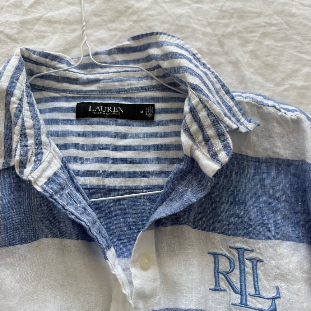 Lauren Ralph Lauren Blue Striped Oversized Shirt